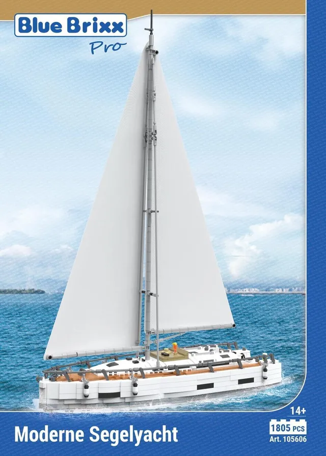 bluebrixx-pro-105606-moderne-segelyacht-mit-innenraum-1805-teile image 1