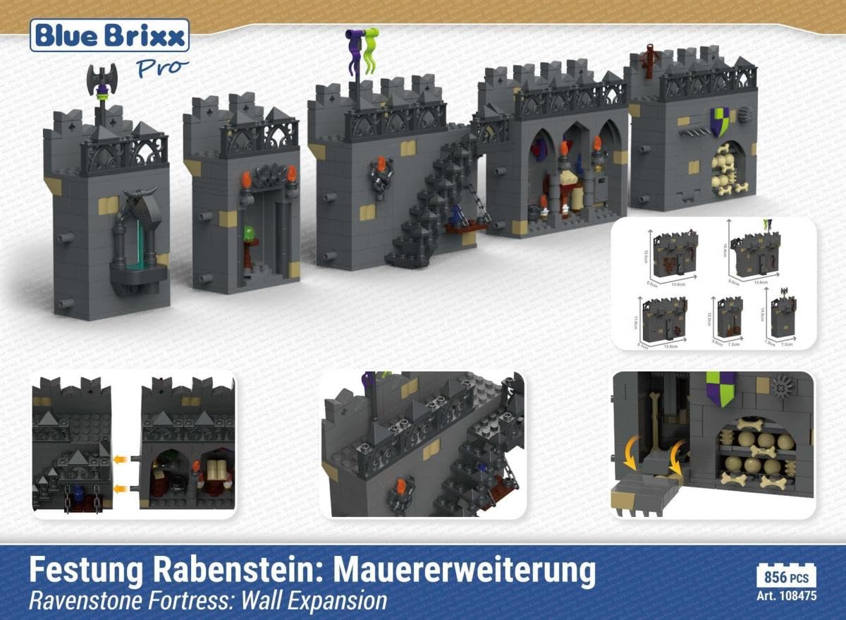 bluebrixx-pro-108475-festung-rabenstein-mauererweiterung-856-bauelemente image 7