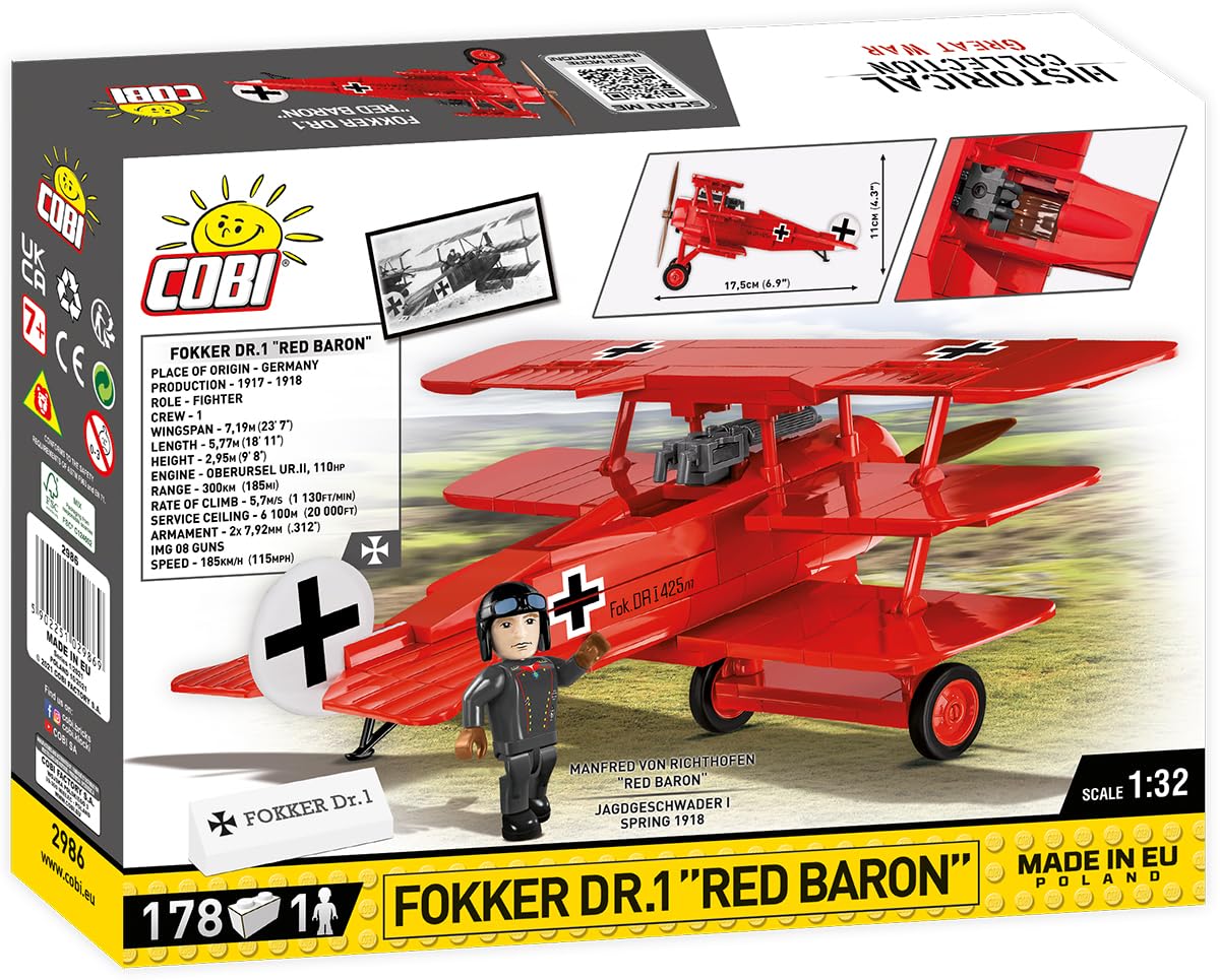 cobi-2986-fokker-dr-1-red-baron-flugzeug-bausatz-178-teile-1-32 image 3