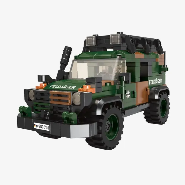 bluebrixx-pro-bundeswehr-gel-ndewagen-wolf-feldj-ger-249-klemmbausteine image 1