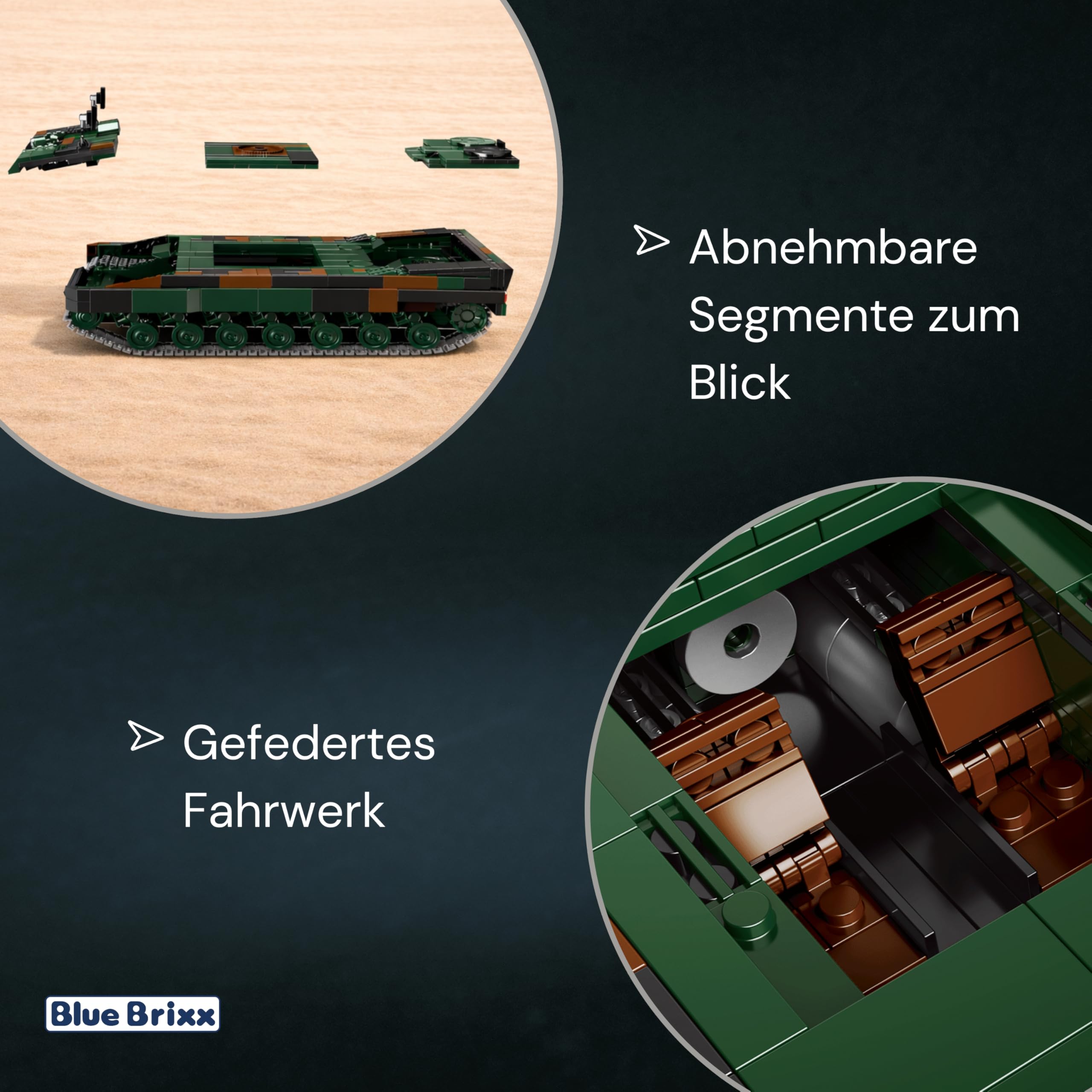 bluebrixx-kampfpanzer-leopard-2-a6-bundeswehr-tarn-1364-klemmbausteine image 4