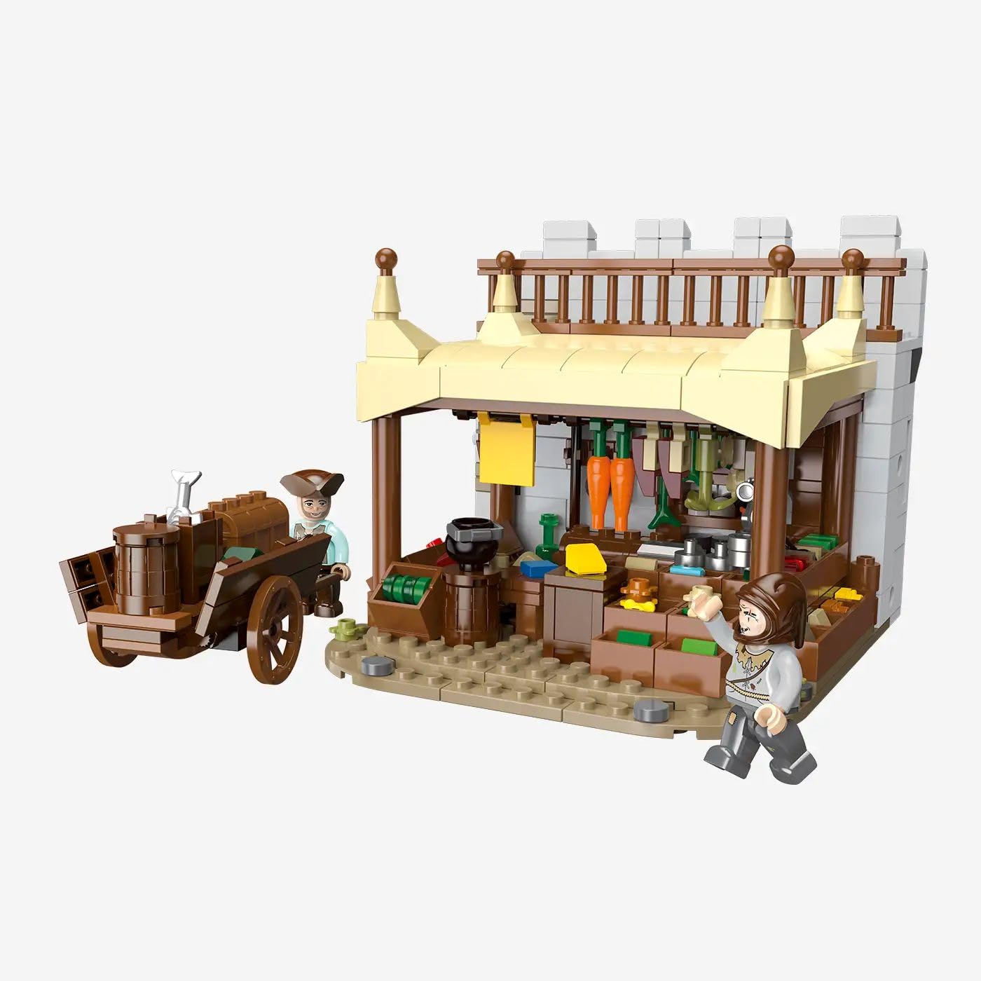 bluebrixx-burg-b-renfels-marktstand-538-klemmbausteine-2-minifiguren image 1