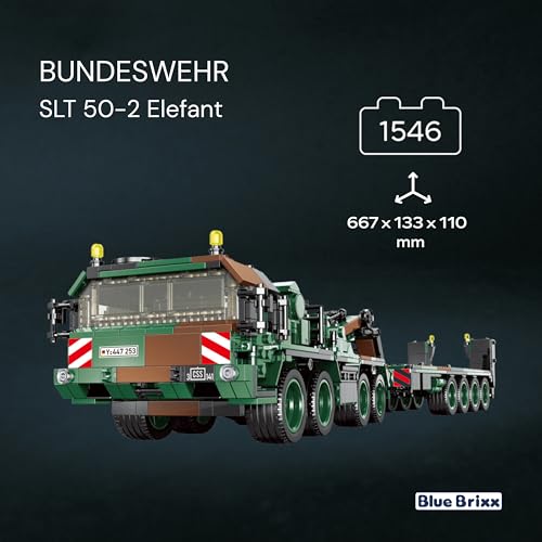 bluebrixx-pro-bundeswehr-slt-50-2-elefant-schwerlasttransporter-1593-teile image 8