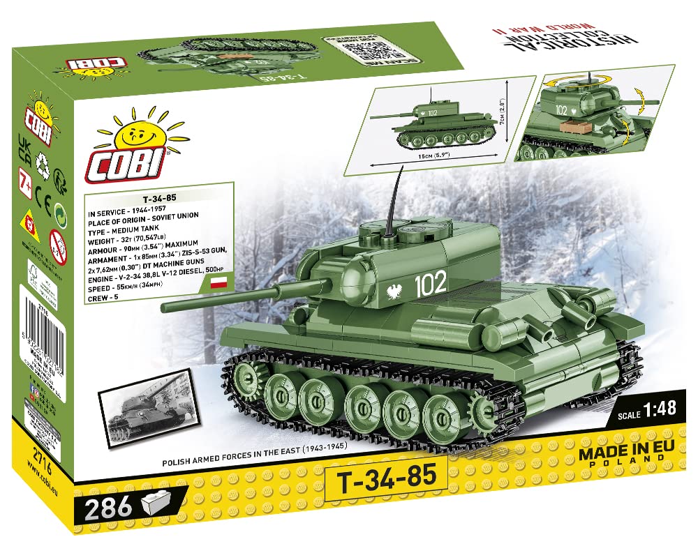 cobi-t-34-85-sowjetischer-panzer-bausatz-286-teile image 7