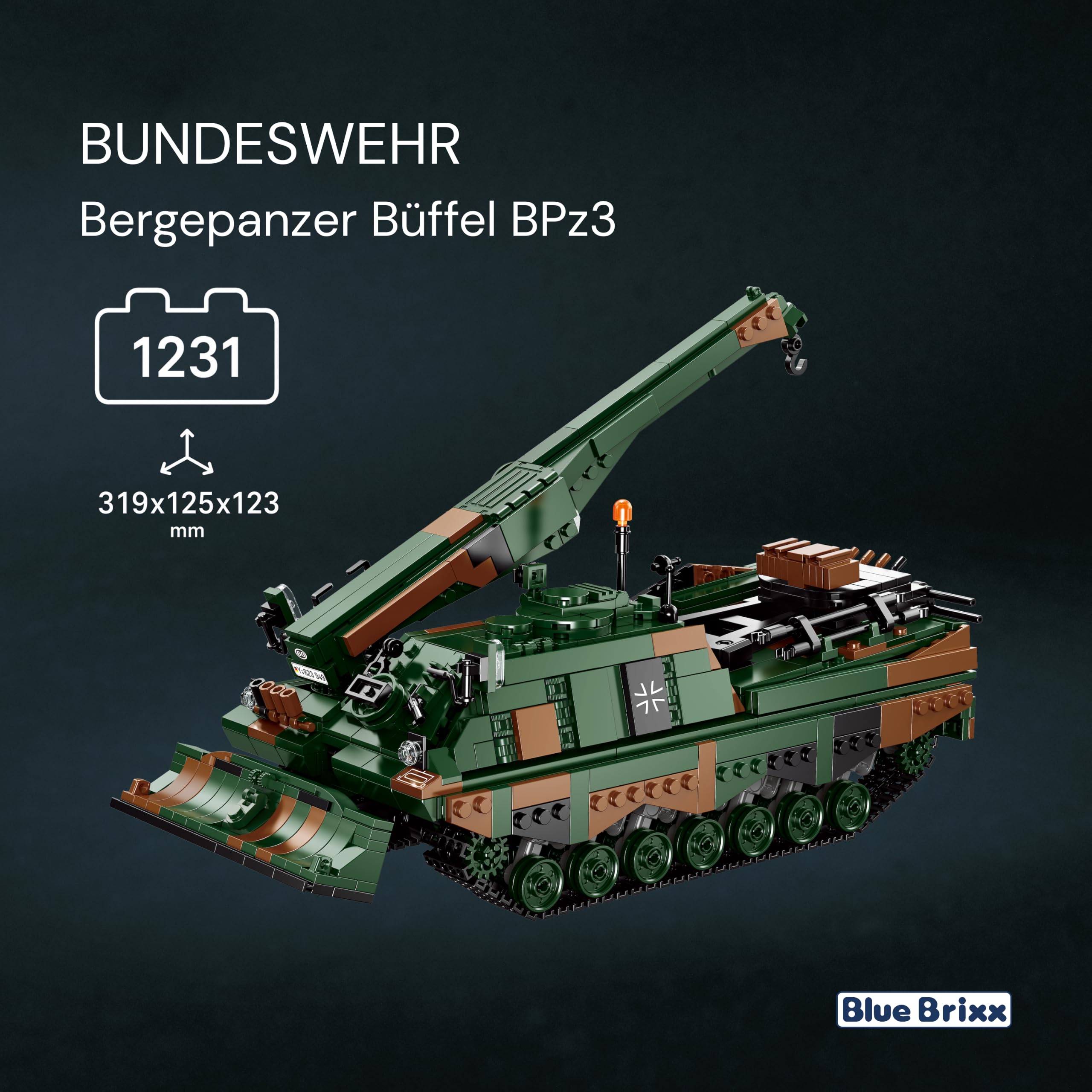 bluebrixx-pro-bergepanzer-b-ffel-bpz-3-milit-rmodell-mit-1231-teilen image 2