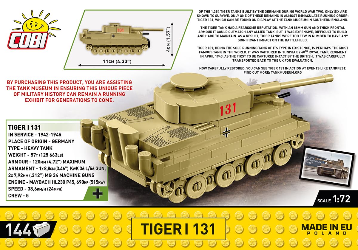 cobi-historical-collection-wwii-tiger-i-131-panzer-1-72-144-teile image 2