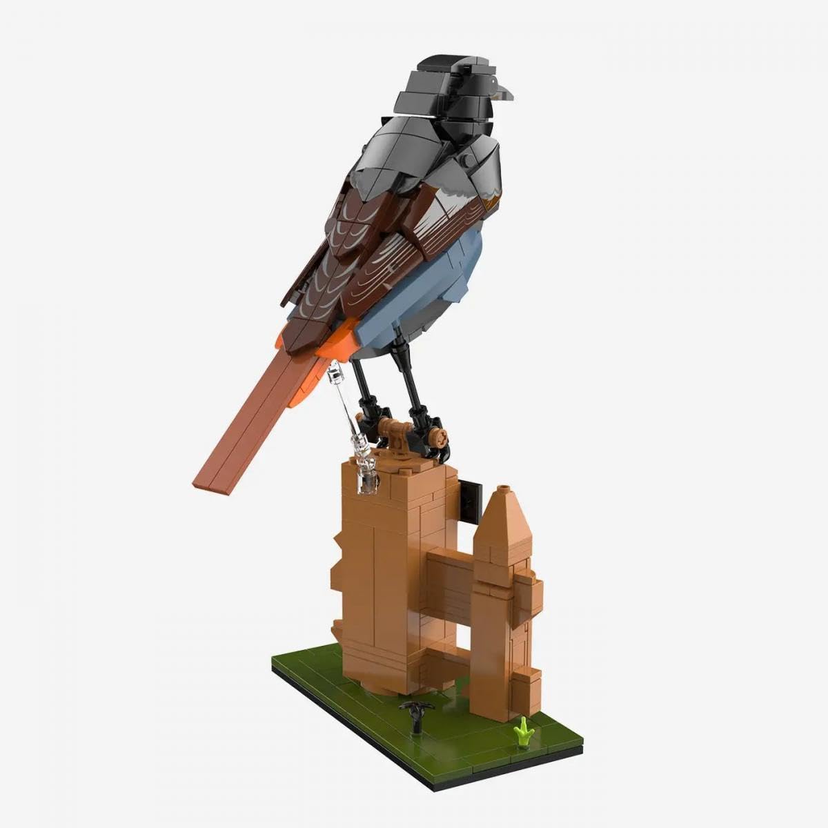 bluebrixx-pro-hausrotschwanz-vogelmodell-mit-sockel-464-klemmbausteine image 2