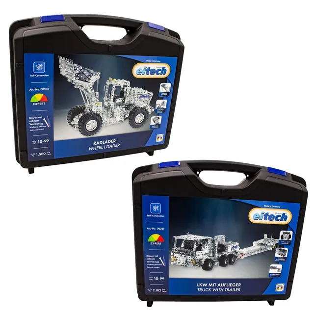 eitech-lkw-tieflader-radlader-xl-metallbaukasten-bundle-3-680-teile-expert image 1