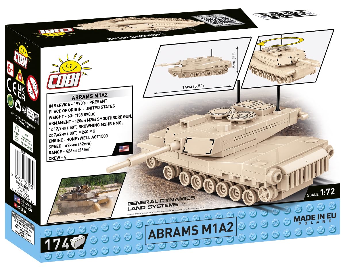 cobi-3106-abrams-m1a2-kampfpanzer-klemmbaustein-modell-1-72 image 2