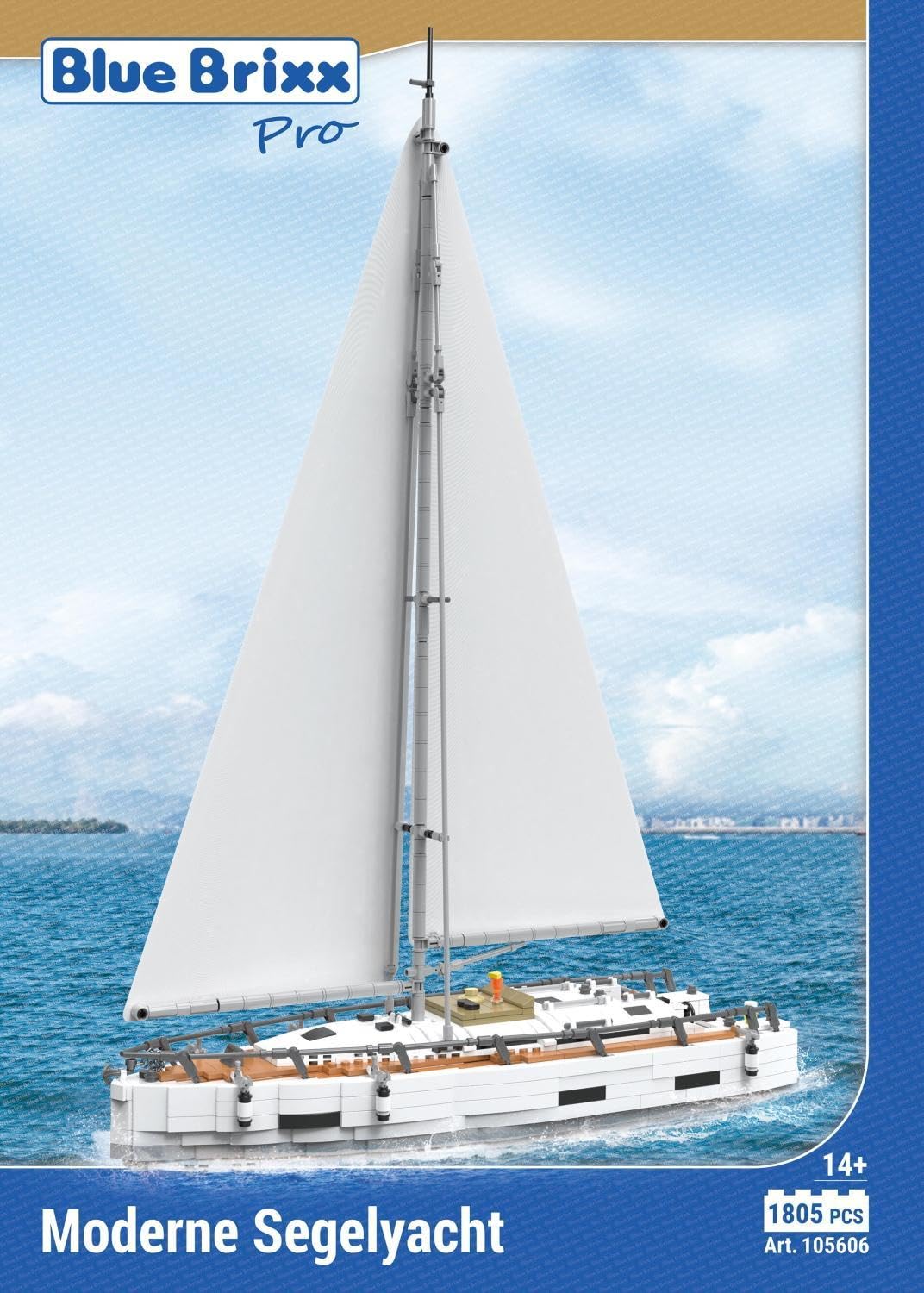 bluebrixx-pro-105606-moderne-segelyacht-mit-innenraum-1805-teile image 1