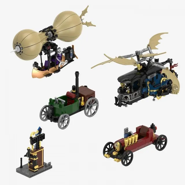bluebrixx-steampunk-motorwagen-und-flugmaschinen-1199-klemmbausteine image 1