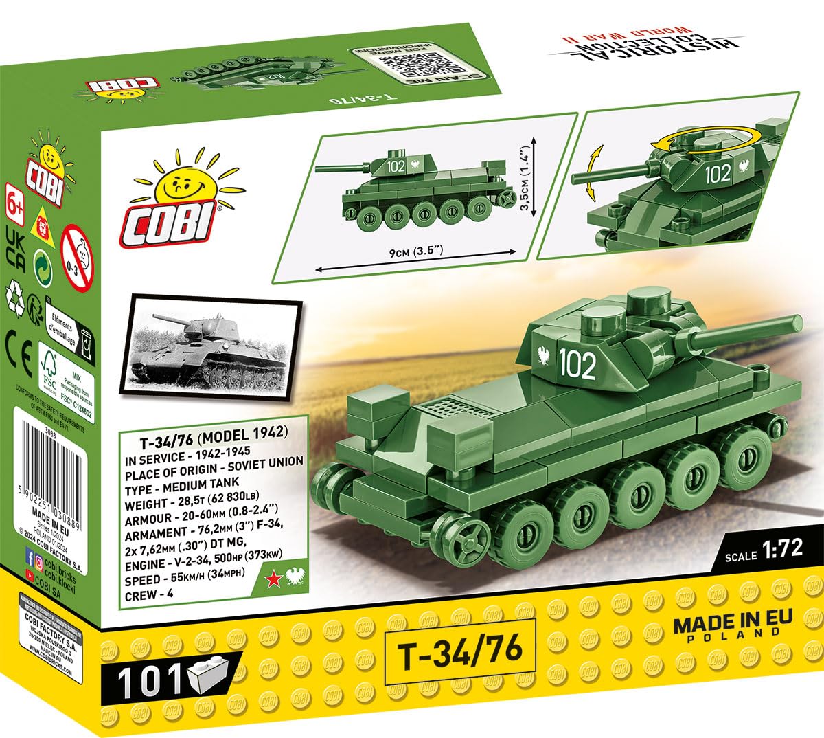 cobi-historical-collection-wwii-t-34-76-3088-panzer-1-72-101-teile image 8