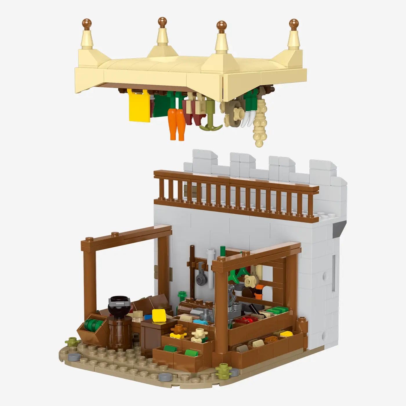bluebrixx-burg-b-renfels-marktstand-538-klemmbausteine-2-minifiguren image 3