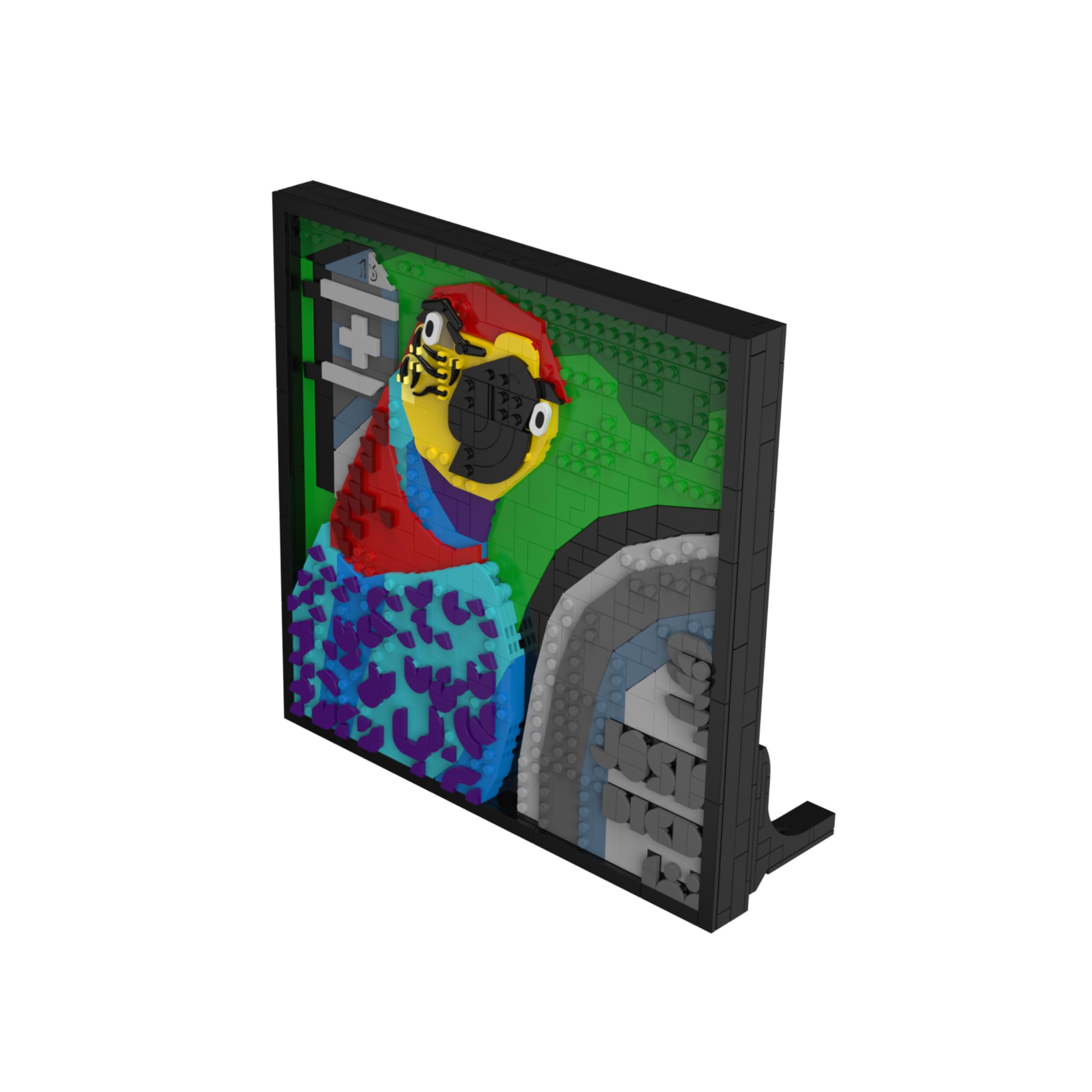 bluebrixx-pro-die-drei-3d-bild-der-superpapagei-807-klemmbausteine image 1