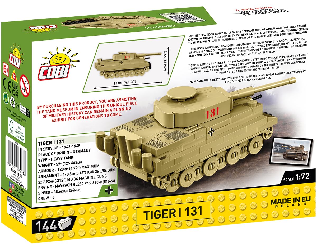cobi-historical-collection-wwii-tiger-i-131-panzer-1-72-144-teile image 3