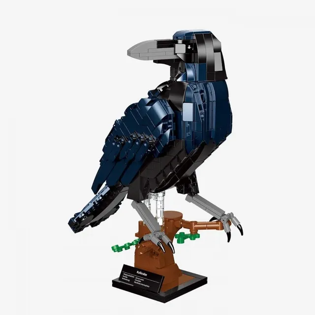 bluebrixx-pro-kolkrabe-gro-es-vogelmodell-mit-standfu-666-klemmbausteine image 1