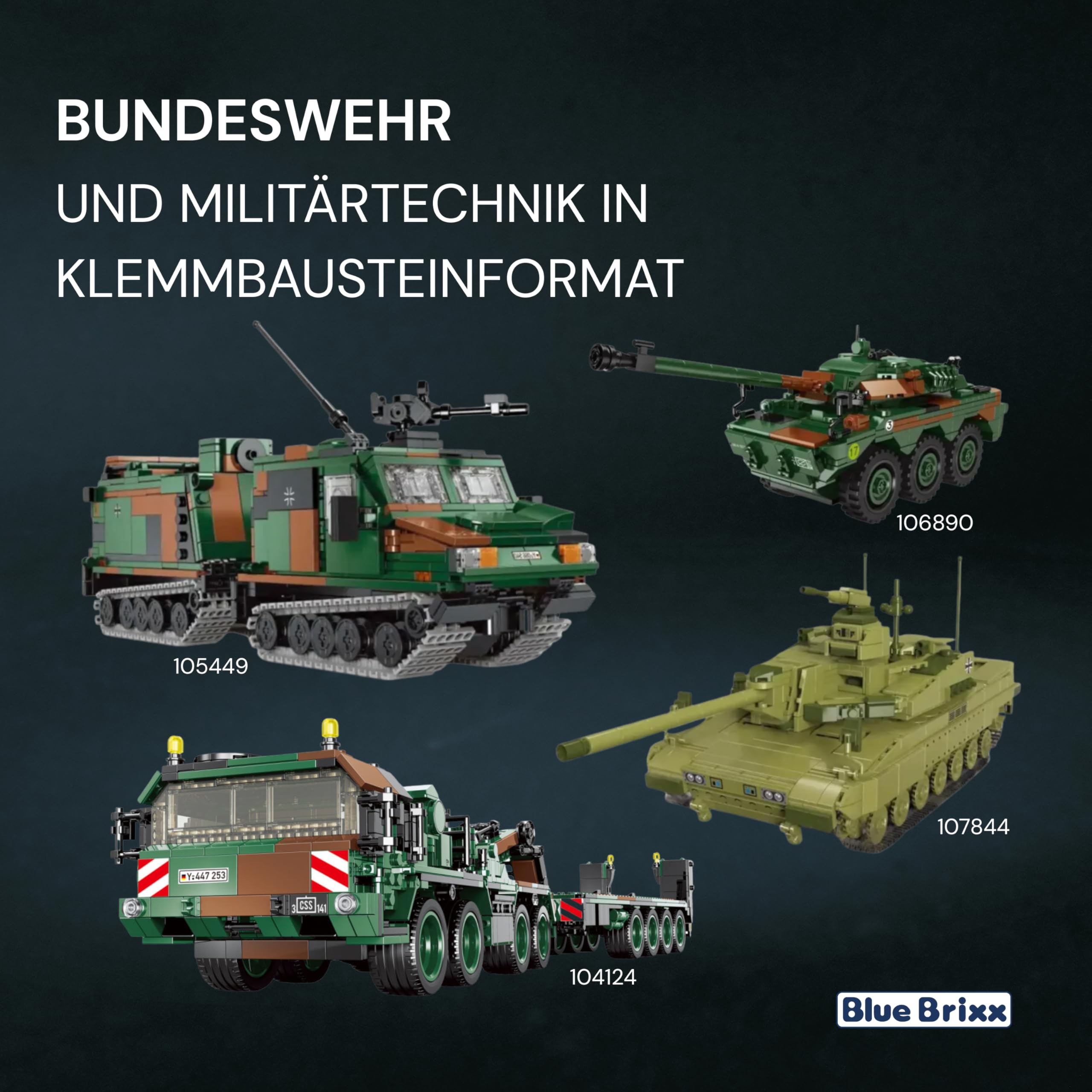 bluebrixx-pro-bundeswehr-slt-50-2-elefant-schwerlasttransporter-1593-teile image 6