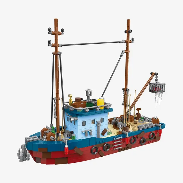 bluebrixx-pro-altes-fischerboot-fischereischiff-1418-klemmbausteine image 1