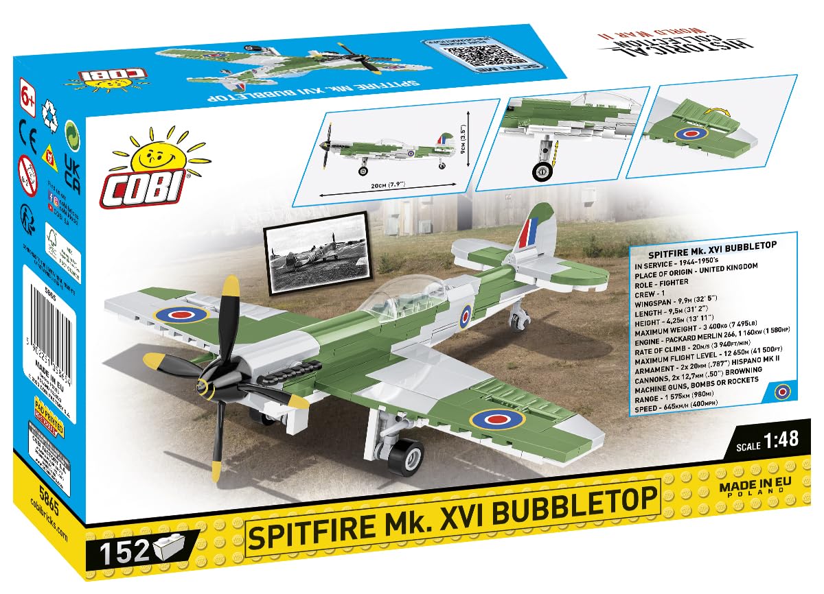 cobi-5865-spitfire-mk-xvi-bubbletop-flugzeug-152-teile-1-48 image 8