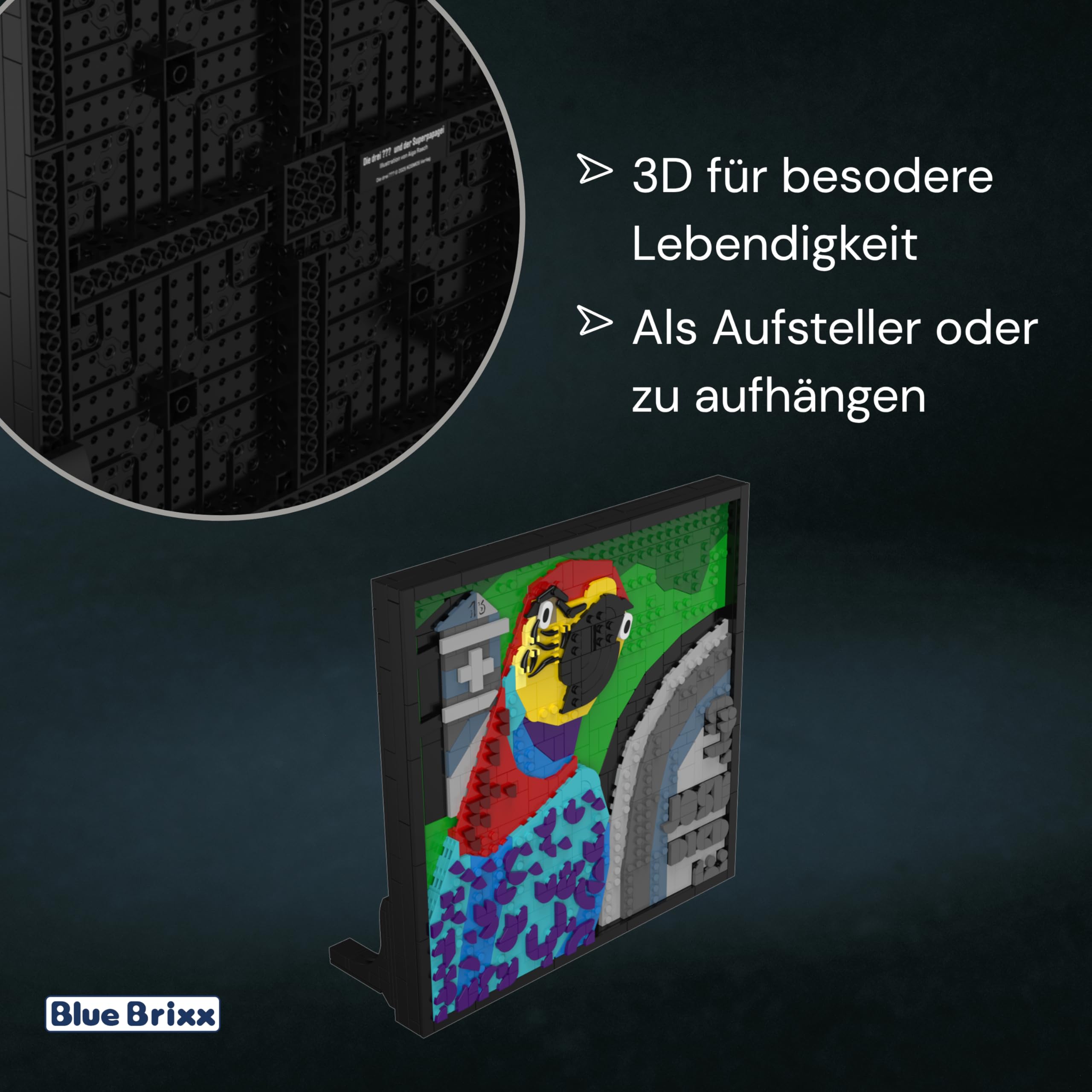 bluebrixx-pro-die-drei-3d-bild-der-superpapagei-807-klemmbausteine image 3