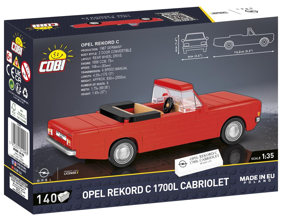 cobi-24599-opel-rekord-c-1700l-cabriolet-klemmbaustein-auto-1-35-140-teile image 4