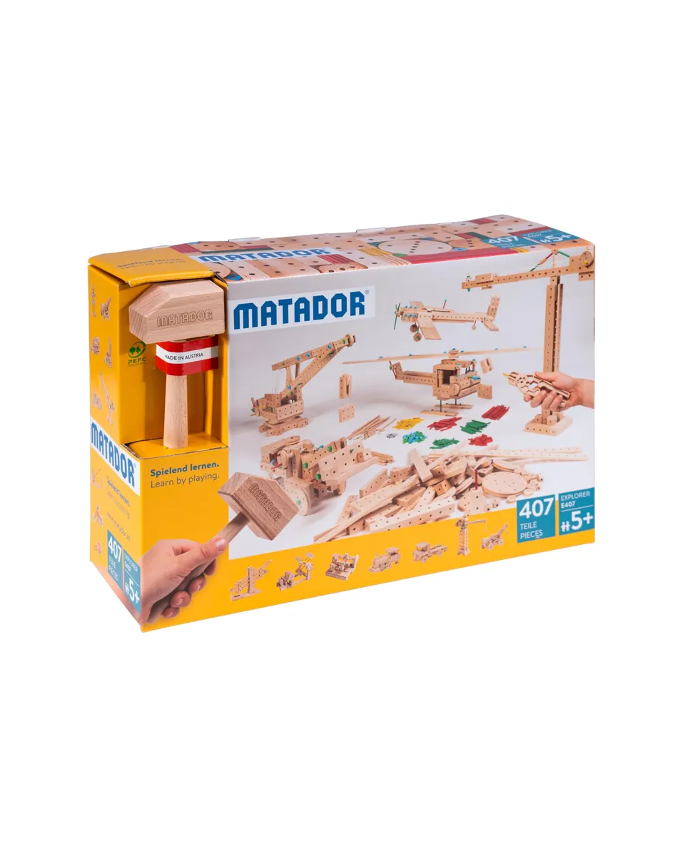 matador-explorer-holzbaukasten-ab-5-jahren-407-teile-mit-werkzeug image 1