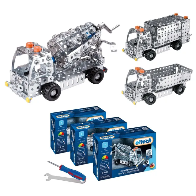 eitech-lkw-set-3er-pack-kipper-betonmischer-m-llwagen image 1