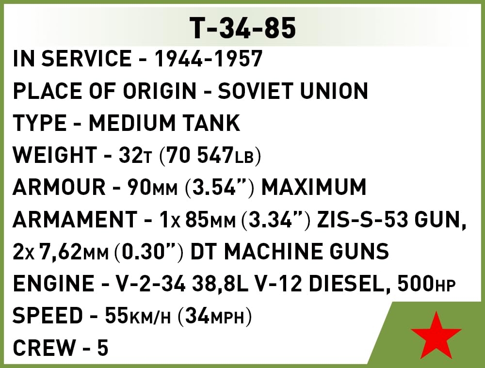 cobi-t-34-85-historical-collection-panzer-bausatz-1-72-cobi-3092-mit-110-element image 6