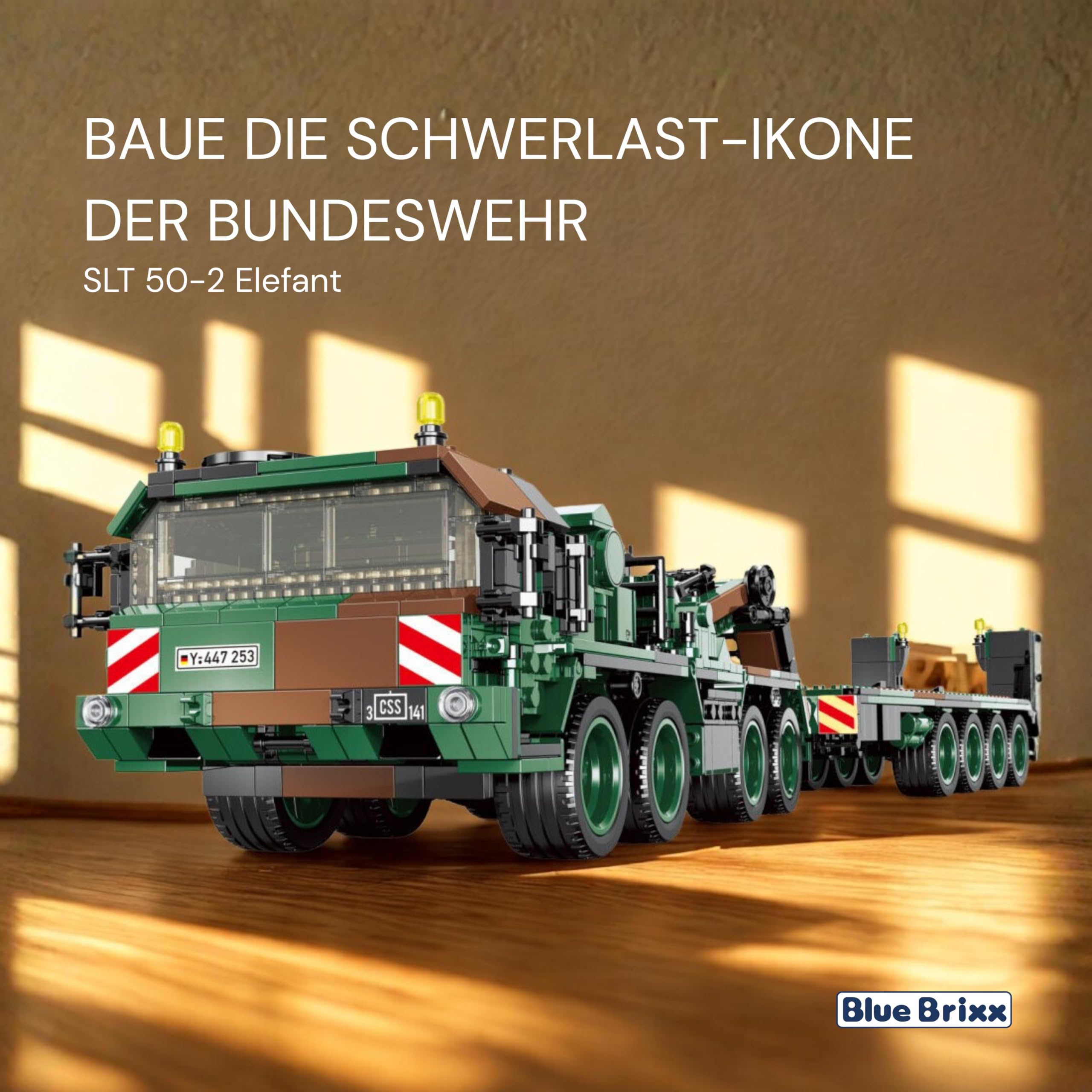 bluebrixx-pro-bundeswehr-slt-50-2-elefant-schwerlasttransporter-1593-teile image 5