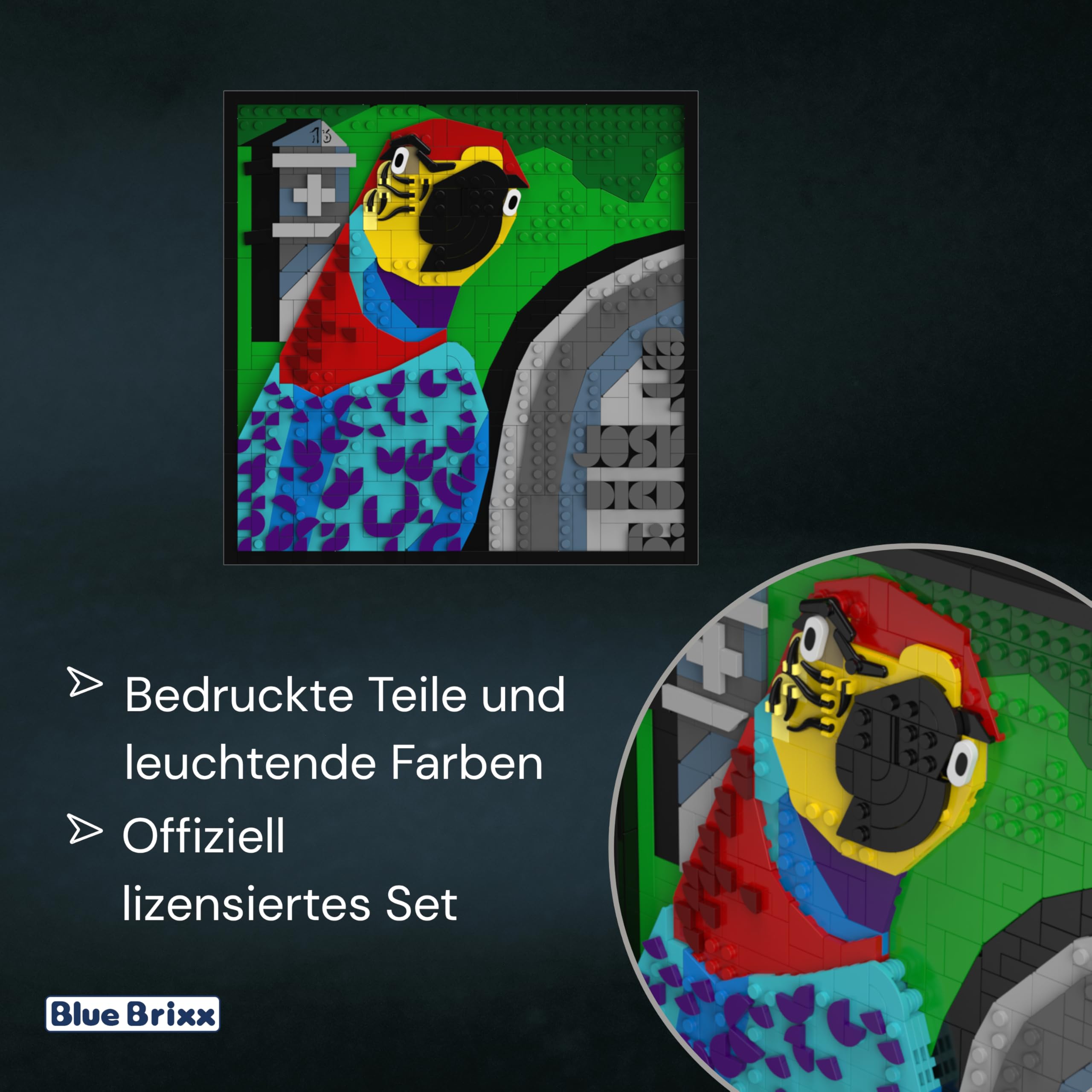 bluebrixx-pro-die-drei-3d-bild-der-superpapagei-807-klemmbausteine image 4