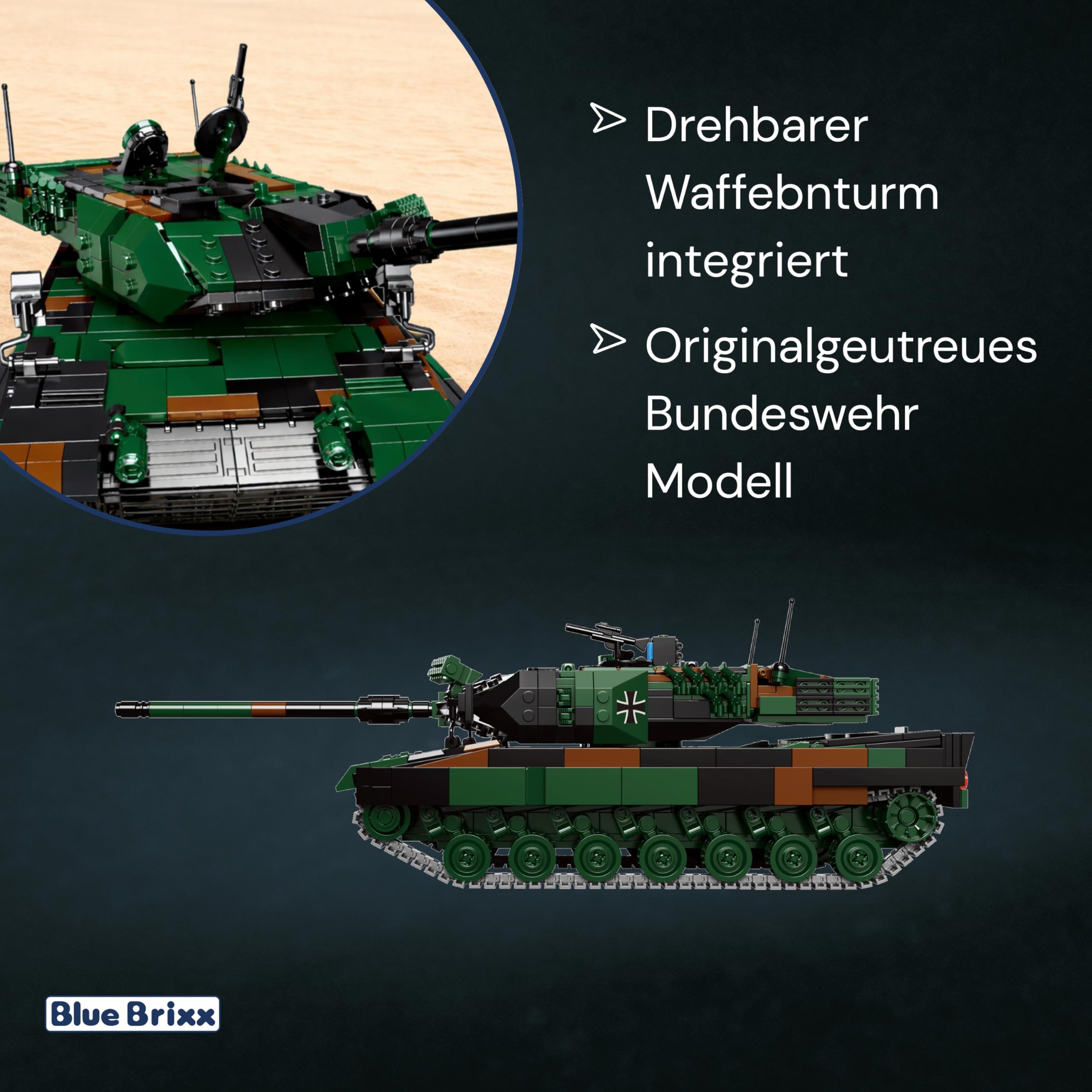 bluebrixx-kampfpanzer-leopard-2-a6-bundeswehr-tarn-1364-klemmbausteine image 3