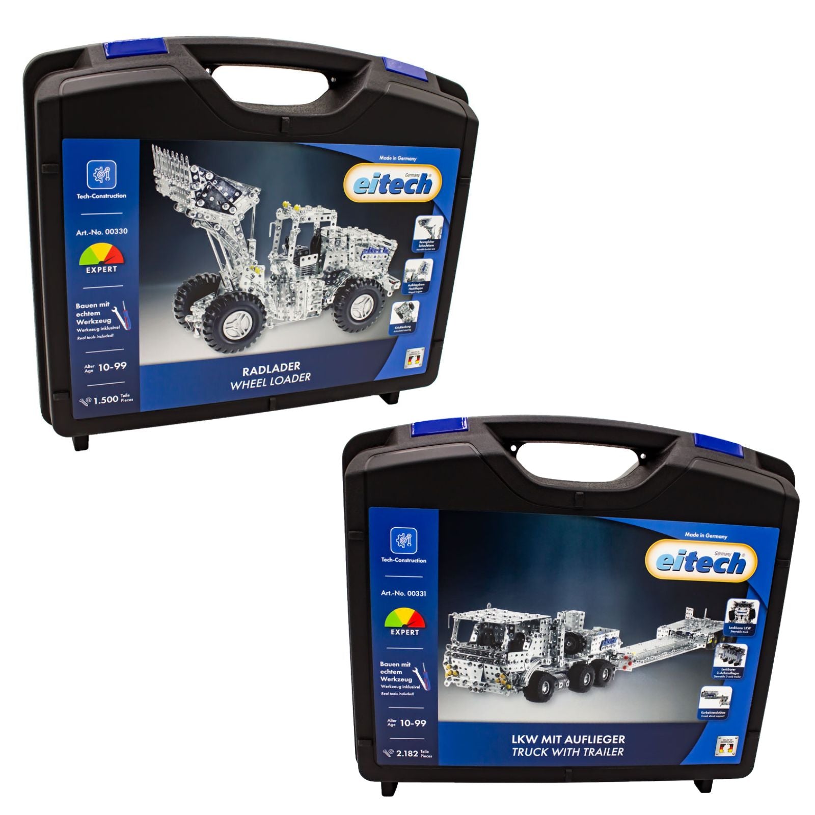 eitech-lkw-tieflader-radlader-xl-metallbaukasten-bundle-3-680-teile-expert image 1