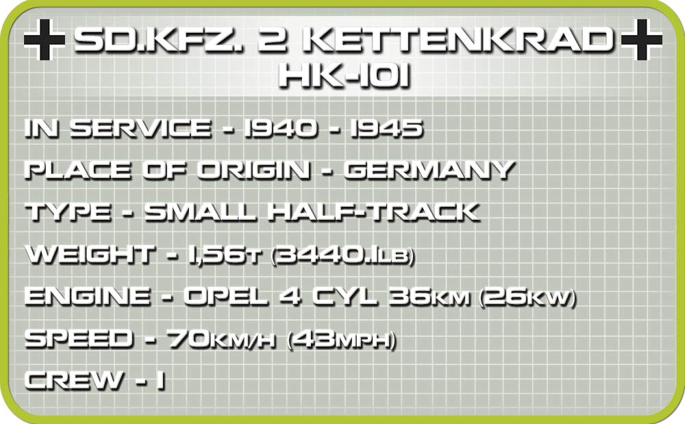 cobi-2401-kettenkrad-sd-kfz-2-bausatz-170-teile-beige-mit-anh-nger image 5