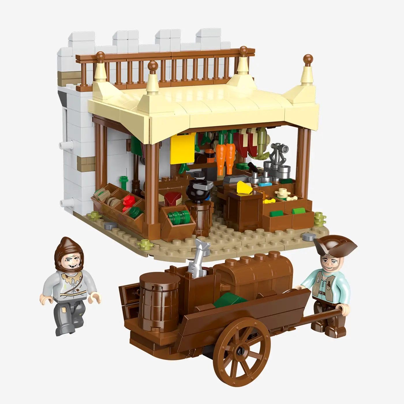 bluebrixx-burg-b-renfels-marktstand-538-klemmbausteine-2-minifiguren image 2