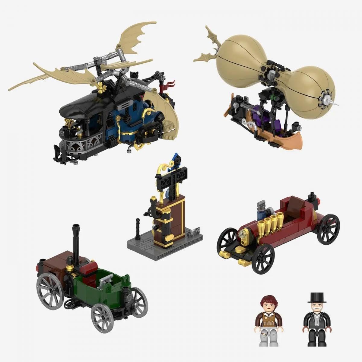 bluebrixx-steampunk-motorwagen-und-flugmaschinen-1199-klemmbausteine image 2