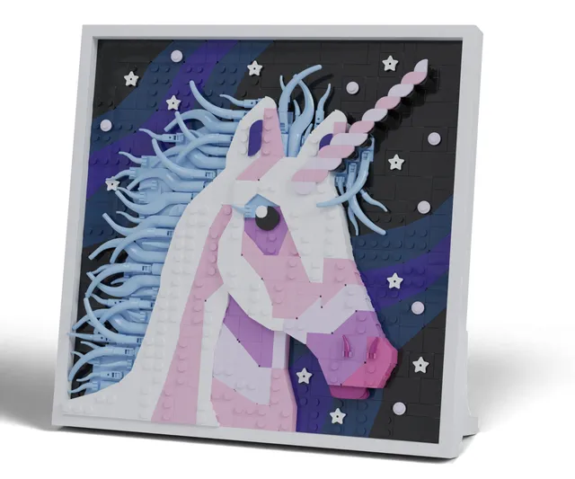 bluebrixx-pro-105491-einhorn-wandbild-klemmbaustein-set-893-teile image 1