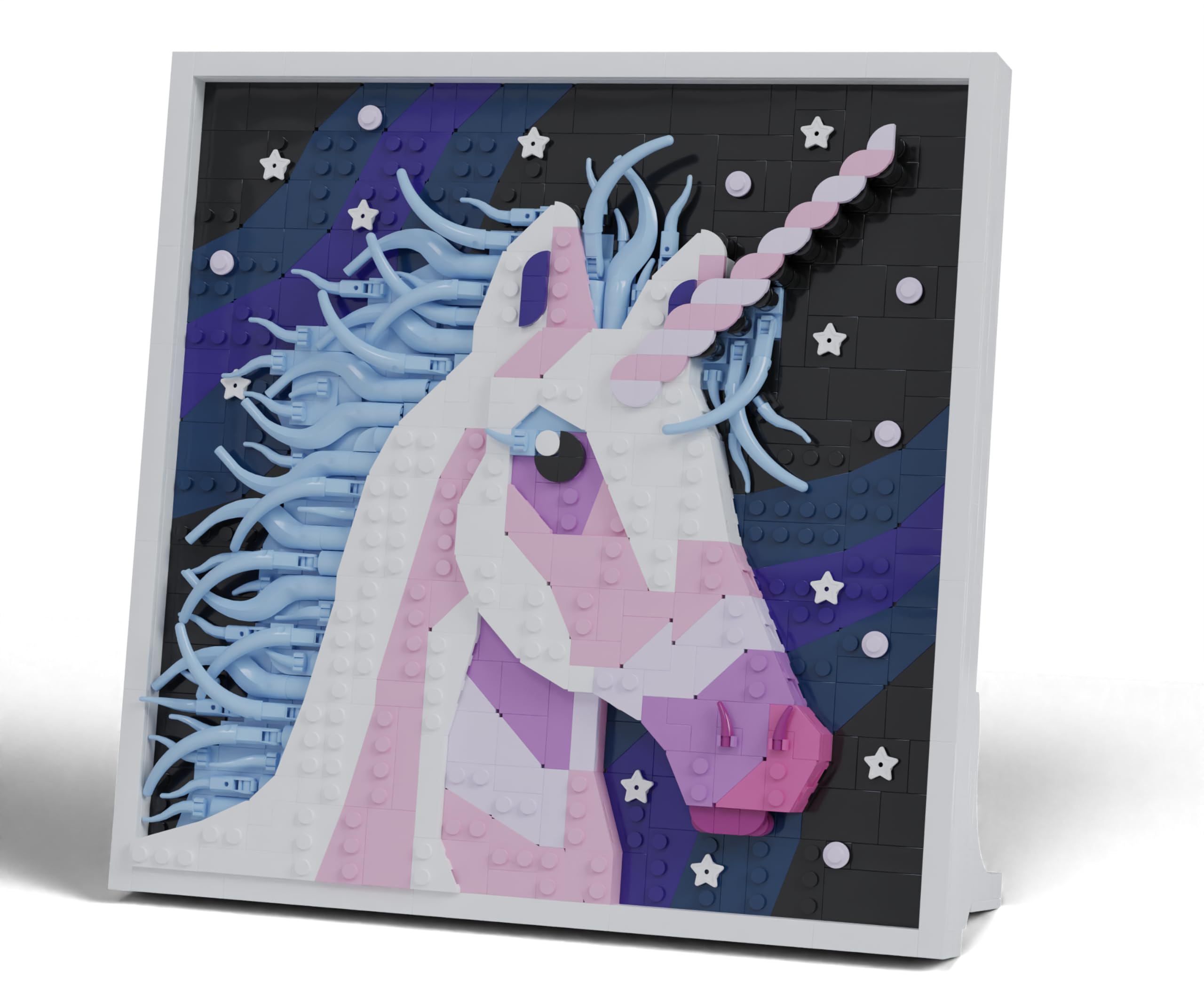 bluebrixx-pro-105491-einhorn-wandbild-klemmbaustein-set-893-teile image 1