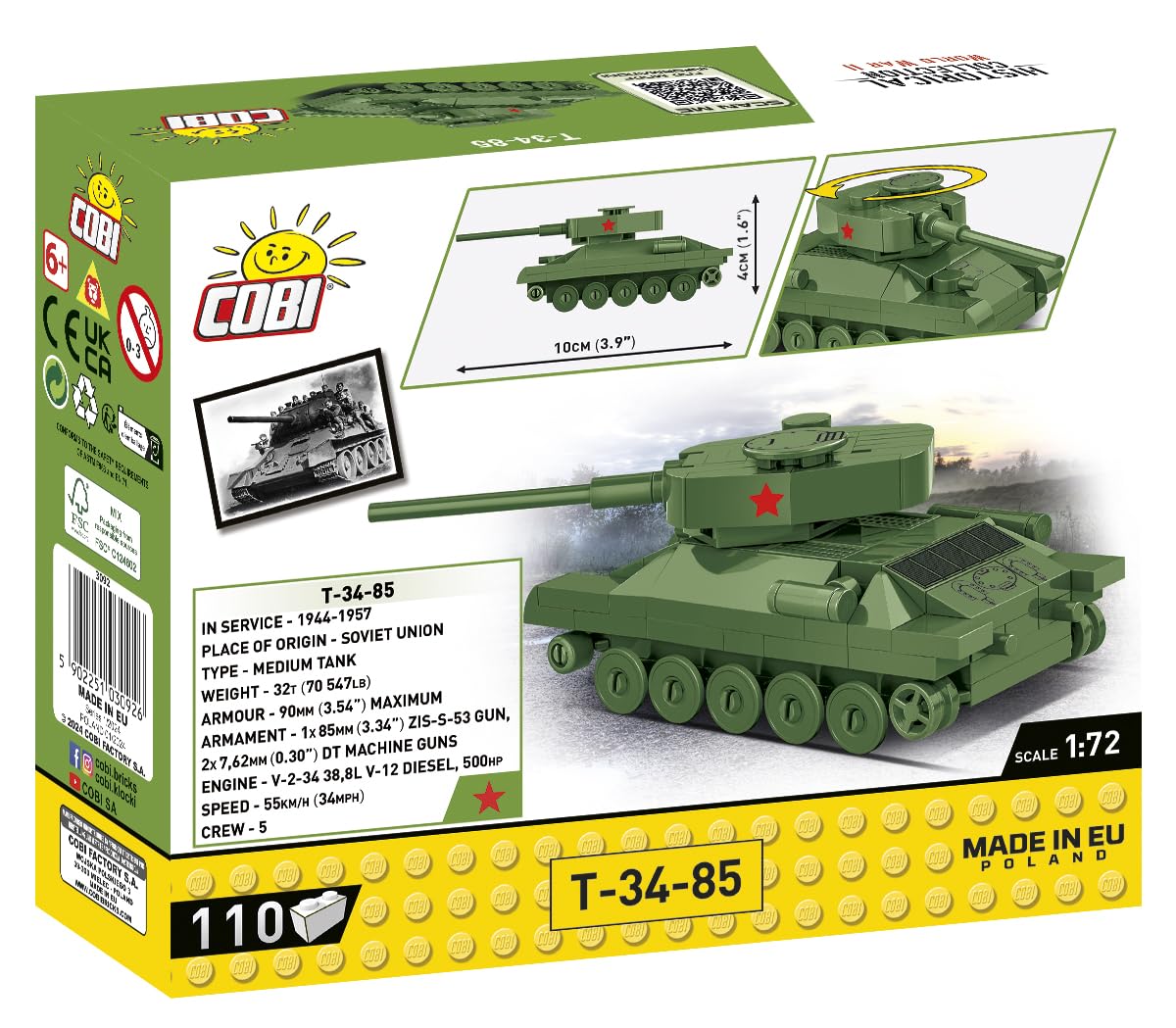 cobi-t-34-85-historical-collection-panzer-bausatz-1-72-cobi-3092-mit-110-element image 7