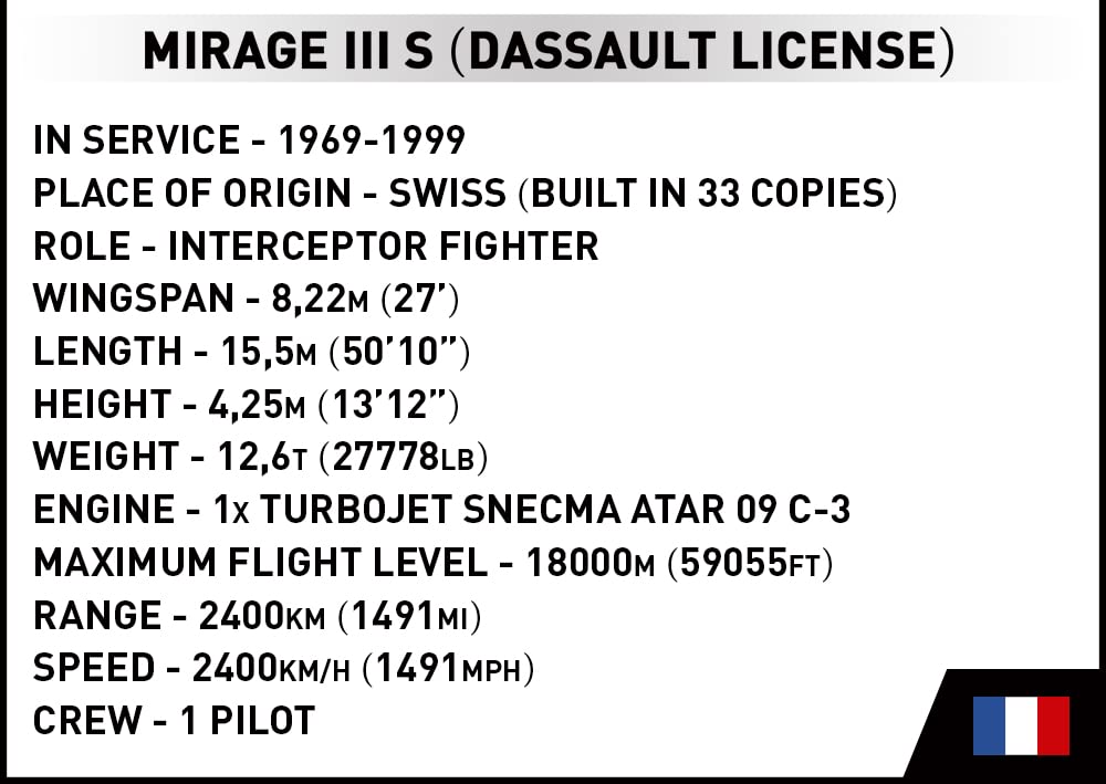 cobi-5827-mirage-iii-s-swiss-air-force-jet-armed-forces-1-48-453-teile image 7