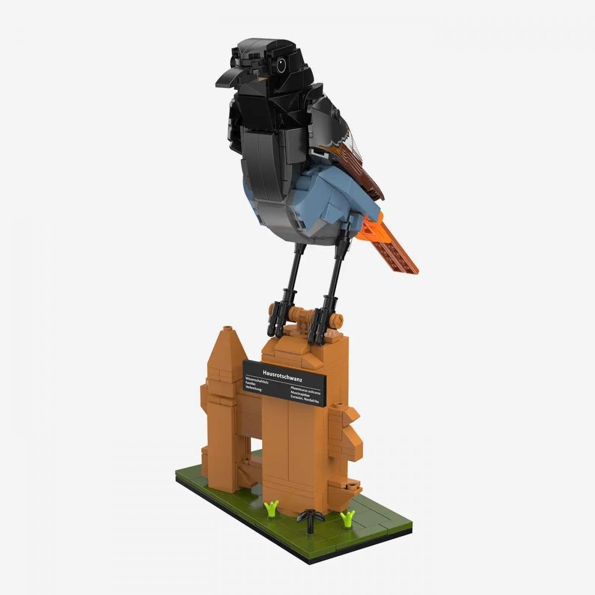 bluebrixx-pro-hausrotschwanz-vogelmodell-mit-sockel-464-klemmbausteine image 4