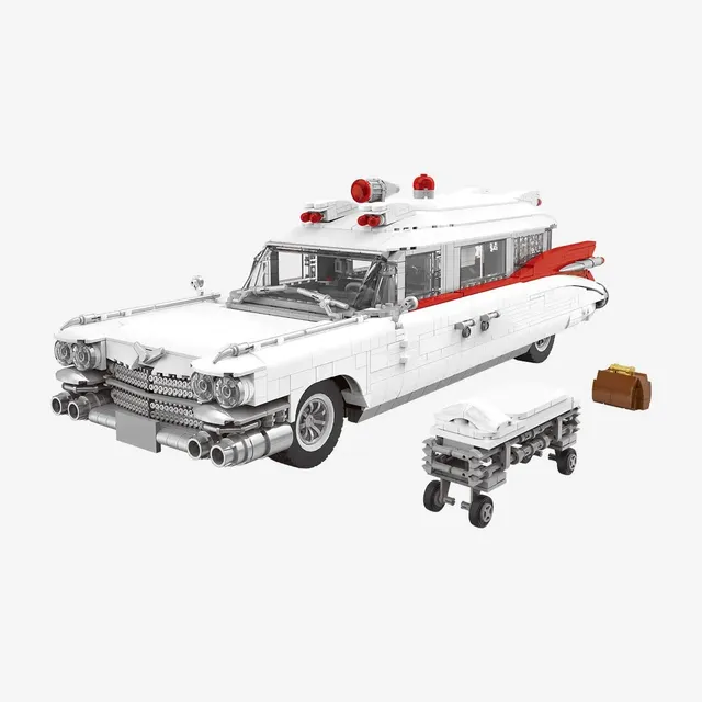bluebrixx-pro-amerikanischer-krankenwagen-1959-wei-2342-klemmbausteine image 1
