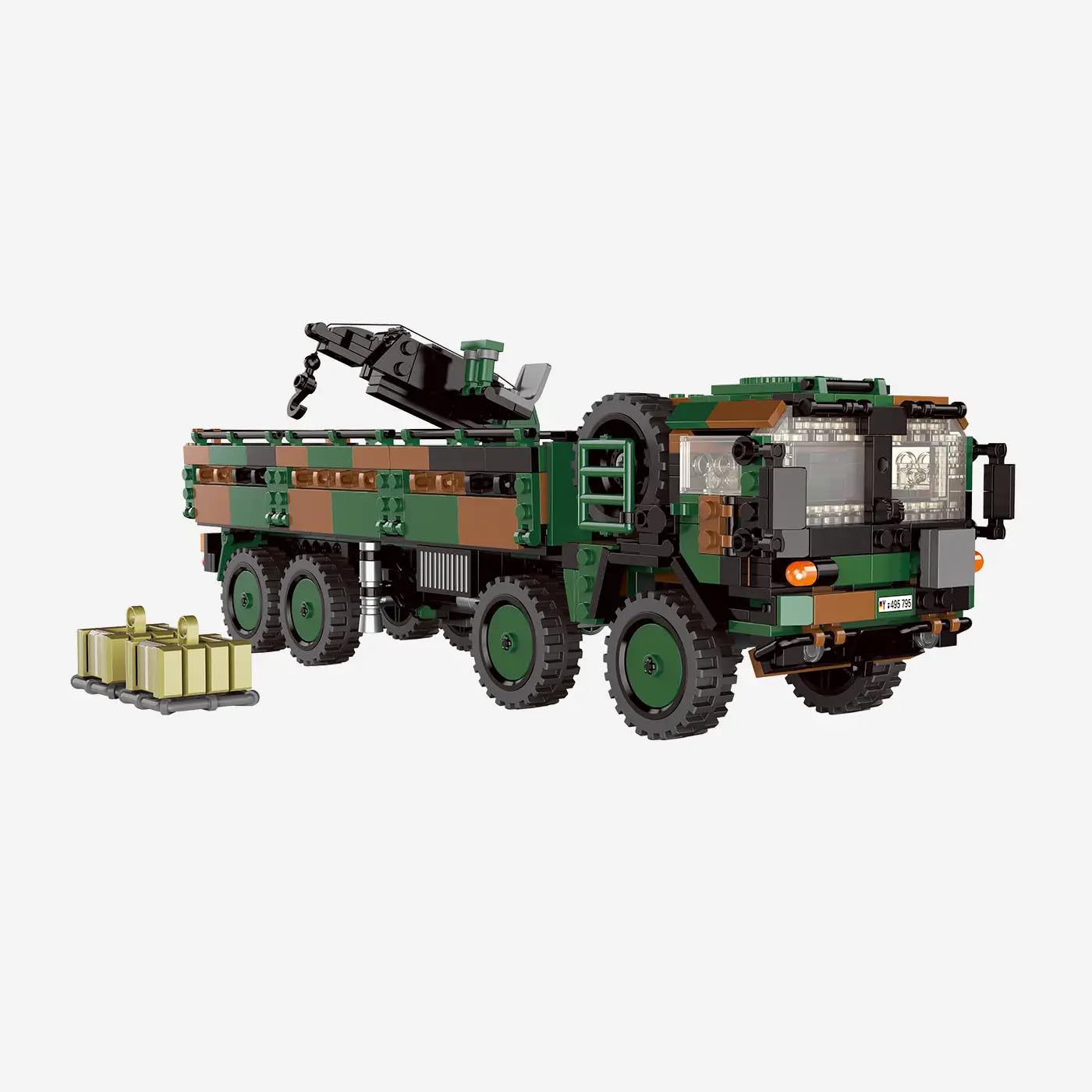 bluebrixx-pro-bundeswehr-lkw-kat-1-8x8-10t-kran-934-klemmbausteine image 3