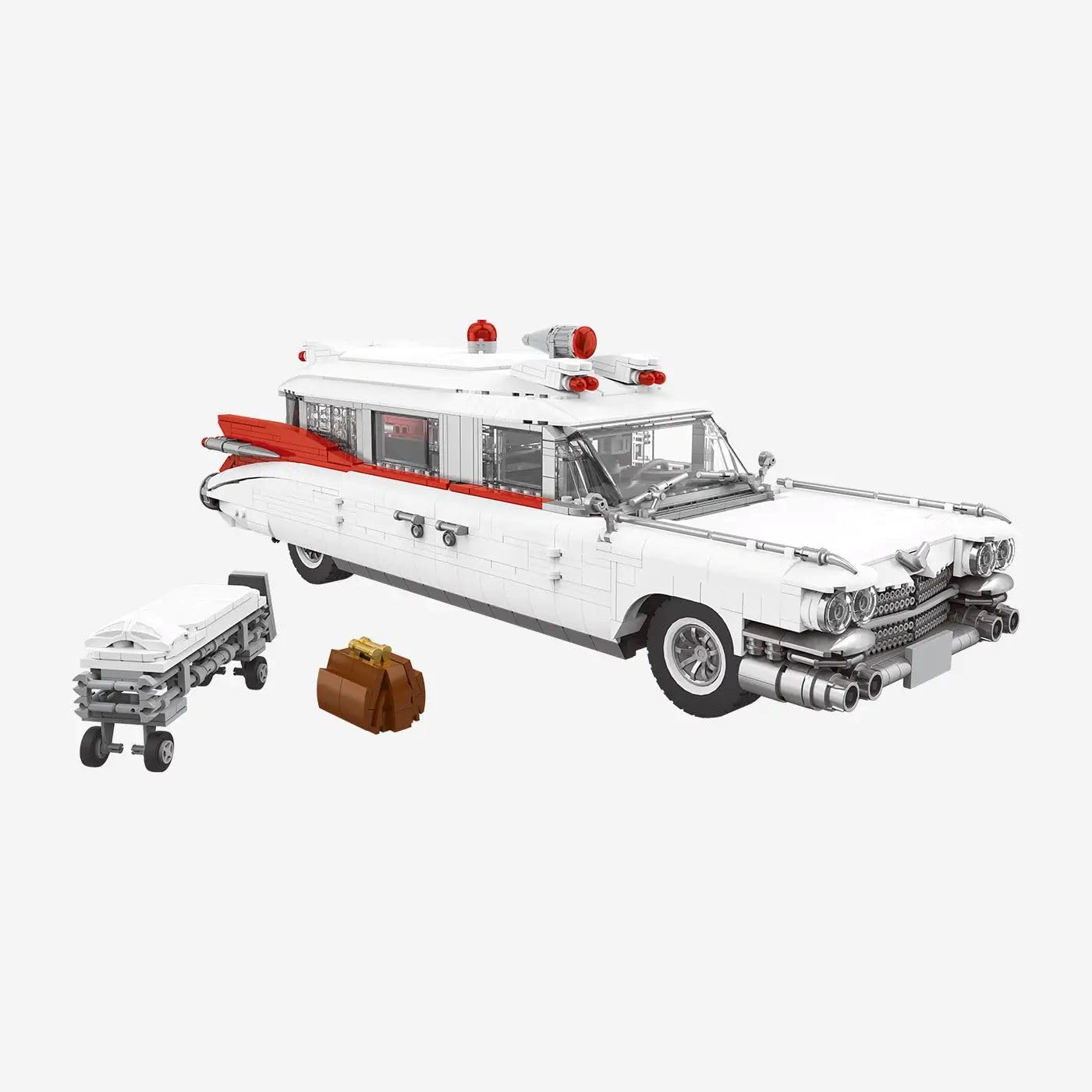 bluebrixx-pro-amerikanischer-krankenwagen-1959-wei-2342-klemmbausteine image 2