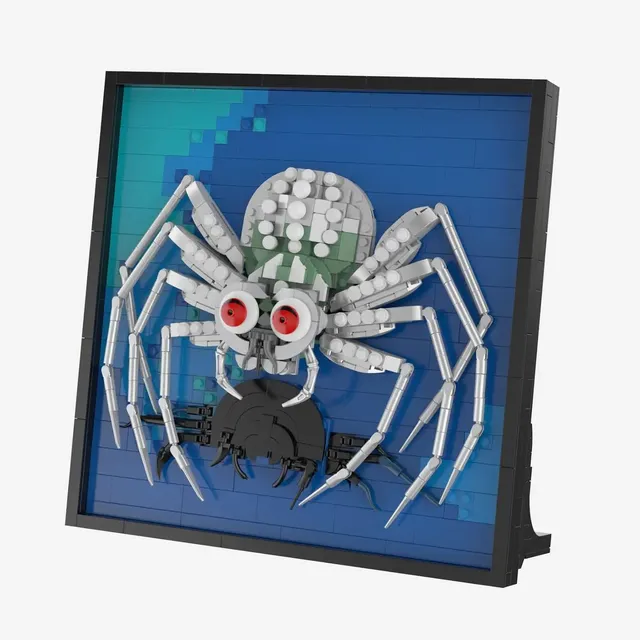 bluebrixx-pro-die-drei-3d-bild-die-silberne-spinne-829-klemmbausteine image 1