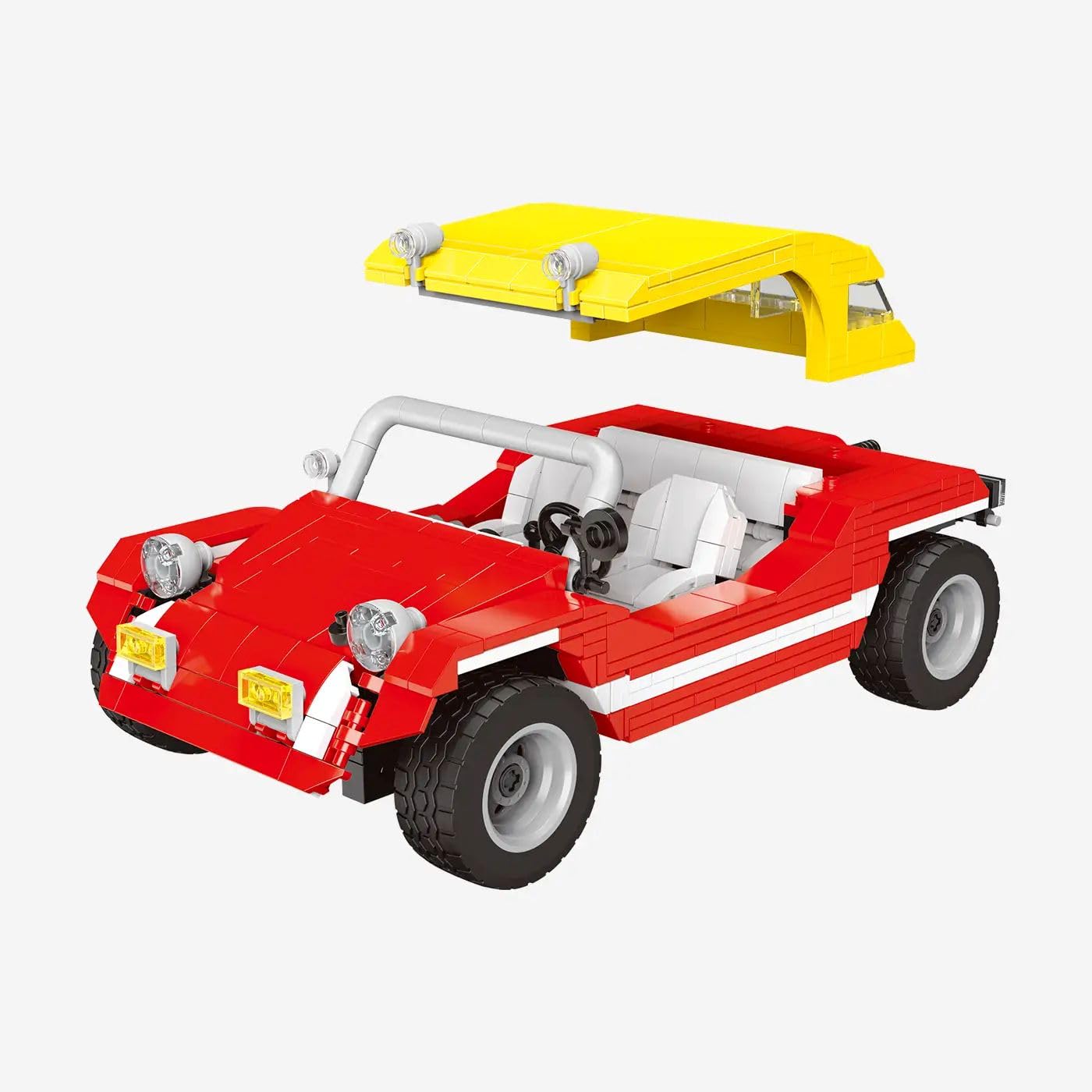bluebrixx-pro-roter-strandbuggy-mit-gelbem-dach-712-klemmbausteine image 3