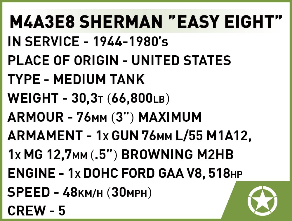 cobi-m4a3e8-sherman-easy-eight-panzer-bausatz-320-teile image 6