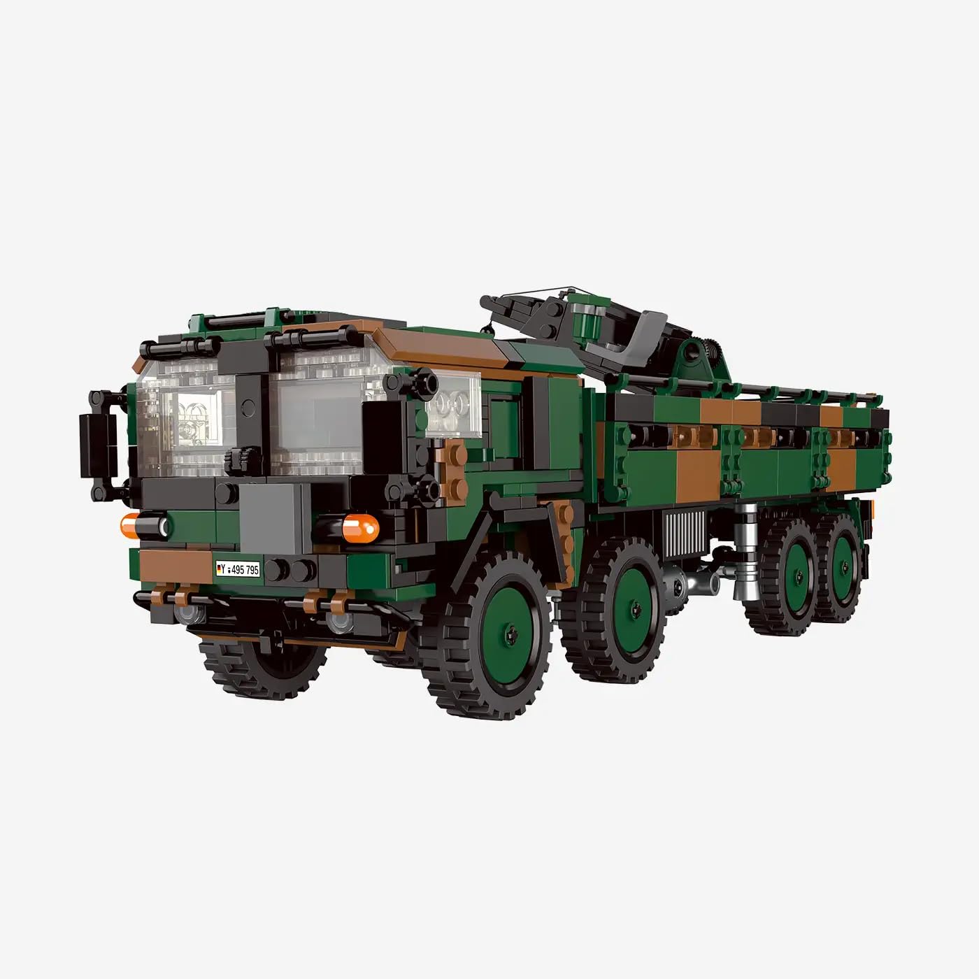 bluebrixx-pro-bundeswehr-lkw-kat-1-8x8-10t-kran-934-klemmbausteine image 1