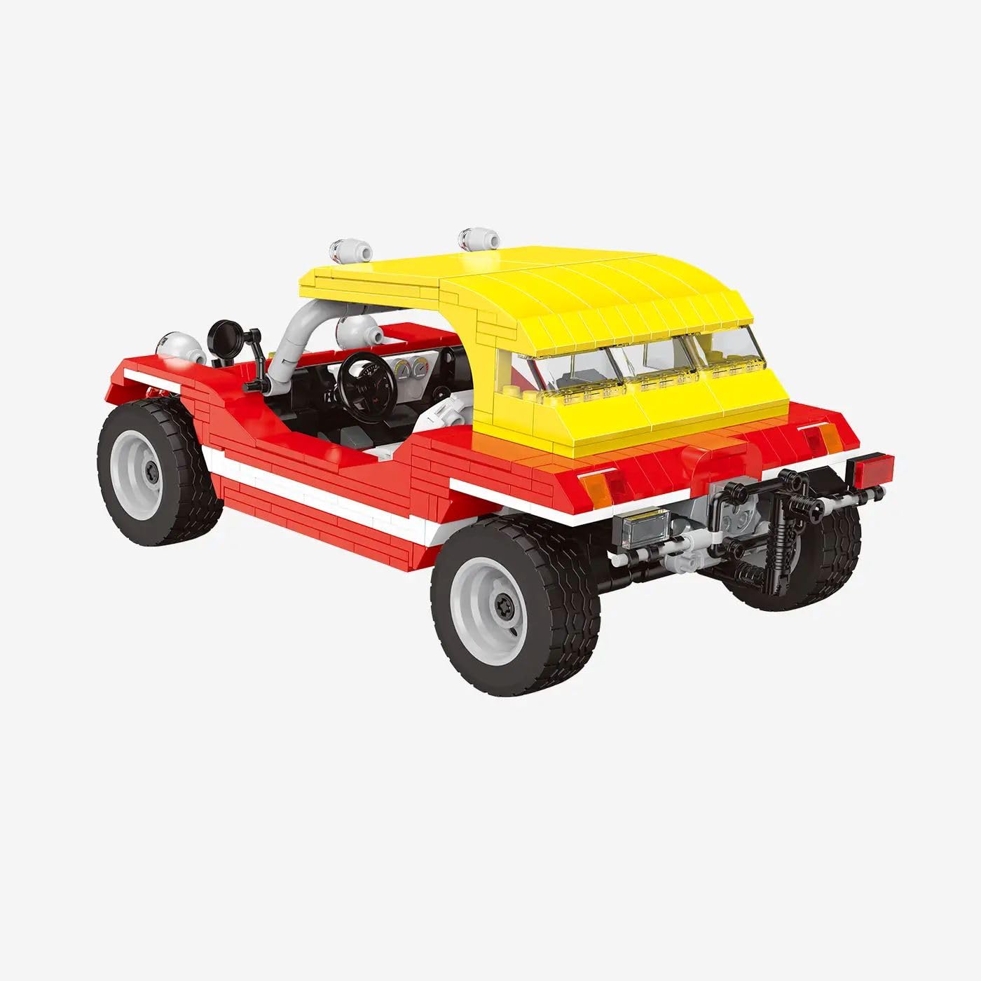 bluebrixx-pro-roter-strandbuggy-mit-gelbem-dach-712-klemmbausteine image 2