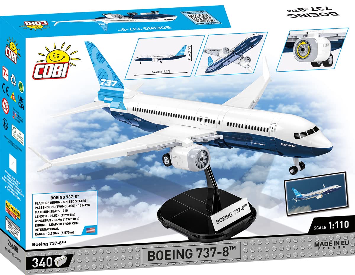 cobi-26608-boeing-737-8-passagierflugzeug-ma-stab-1-110-340-teile image 7