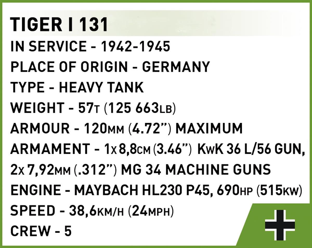 cobi-historical-collection-wwii-tiger-i-131-panzer-1-72-144-teile image 8